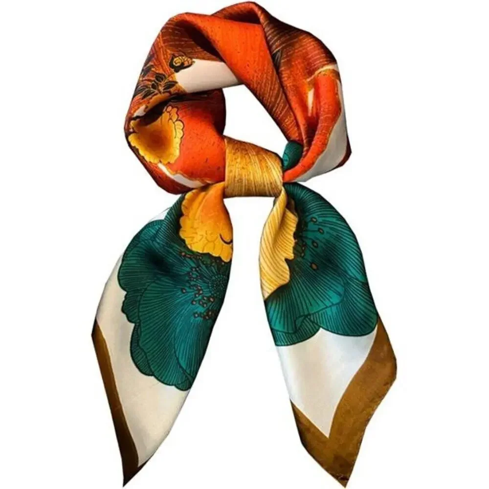 Hair Bandanas Scarf Lightweight Fashion Neck Silk Satin Head Floral Print